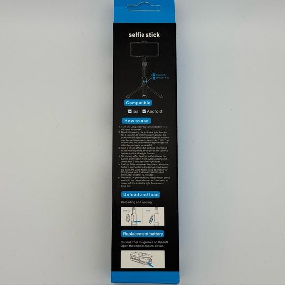 Sky Bluetooth Selfie Stick - Blue and White - Picture 2 of 4